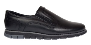 Pantofi barbati casual din piele naturala cu elastic negru SP2019EN - Img 7