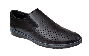 Pantofi barbati casual din piele naturala cu perforatii Negru GKR507N - Img 6