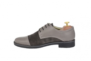 Pantofi barbati casual din piele naturala, culoare gri, PAGG - Img 5