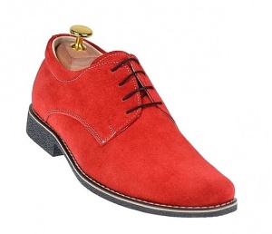 Pantofi barbati casual din piele naturala intoarsa, Rosu - PAROSUVEL