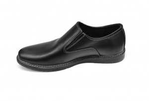 Pantofi barbati casual, din piele naturala, Negru cu elastic - CIUCALETI SHOES - TENBOXMARIOEN - Img 3