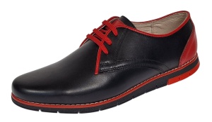 Pantofi barbati casual din piele naturala Negru si Rosu Marimea 40 - Img 5
