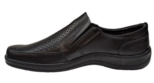 Pantofi barbati casual din piele naturala, perforati, cu elastic, calapod lat - GKR23N - Img 4