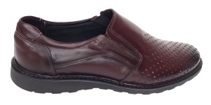 Pantofi barbati casual perforati din piele naturala 506 Visiniu - Img 3