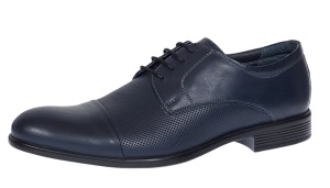 Pantofi barbati eleganti din piele naturala bleumarin inchis - 8305BLUE - Img 8