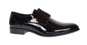 Pantofi barbati eleganti din piele naturala calapod lat Negru Lacuit GKR016NL - Img 5
