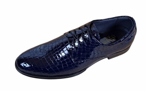 Pantofi barbati eleganti din piele naturala, Croco, bleumarin inchis, LAC, TESTCROCOBL - Img 4