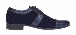 Pantofi barbati eleganti din piele naturala intoarsa cu piele box Bleumarin 1006BLM - Img 7
