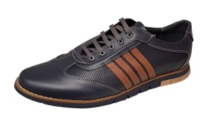 Pantofi barbati sport din piele naturala , Bleumarin, Maro - GKR92BLM - Img 4