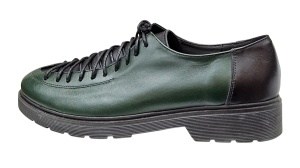 Pantofi casual dama din piele naturala - Model Verde cu Negru PDGINAV - Img 3