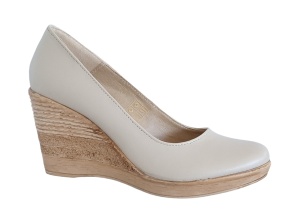 Pantofi dama casual din piele naturala bej cu platforma de 7 cm - MARA BEJ P3550BEJ