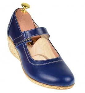 Pantofi dama casual din piele naturala bleumarin cu bareta Malta - P38BL