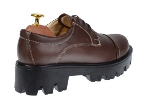 Pantofi dama casual din piele naturala cu platforme inalte Maro - P11M - Img 4