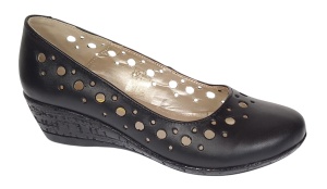 Pantofi dama, casual, din piele naturala negru box, cu platforma de 5 cm - MALTAN - Img 7