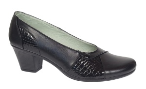 Pantofi dama casual din piele naturala negru croco P33CRN