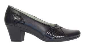 Pantofi dama casual din piele naturala negru croco P33CRN - Img 4