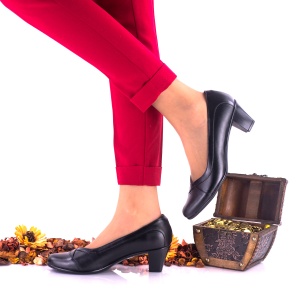 Pantofi dama casual negri din piele naturala - NA122N - Img 3