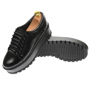 Pantofi dama casual, platforme de 4 cm, negru - P502N - Img 6