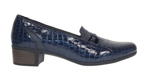 Pantofi dama comozi casual din piele naturala bleumarin croco P18CRBL - Img 4