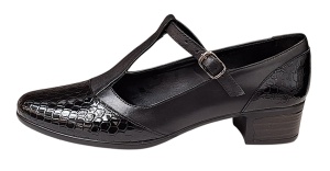 Pantofi dama cu bareta pentru dans Negru din piele naturala Croco P18CTCRN - Img 6