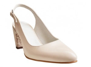 Pantofi dama decupati Bej cu toc auriu de 8 cm NA101AUBP - Img 3