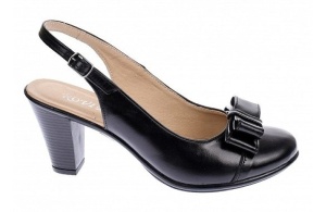 Pantofi dama decupati din piele naturala de culoare neagra - Mara