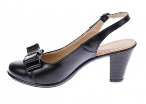 Pantofi dama decupati din piele naturala de culoare neagra - Mara - Img 3