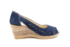 Pantofi dama decupati din piele naturala intoarsa - Bleumarin S1047BLUE - Img 5