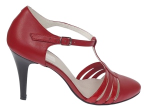 Pantofi dama decupati din piele naturala - Stiletto Rosu NAA11R - Img 4