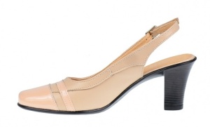 Pantofi dama decupati, eleganti, din piele naturala, cu toc 7cm - S301BEJBEJ - Img 3