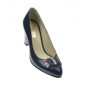 Pantofi dama din piele naturala, bleumarin, toc 7cm - NAA41BLM - Img 4