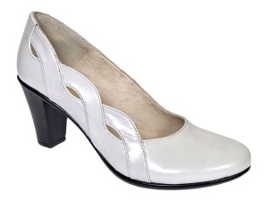 Pantofi dama din piele naturala cu toc de 7cm Katty Alb P134233ALB