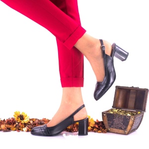 Pantofi dama din piele naturala ,negri si piele naturala lacuita toc 7cm - NAA37 - Img 3