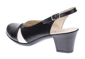 Pantofi dama eleganti, piele naturala cu toc de 6cm - Model Negru, Alb, PS35LA - Img 2