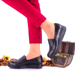 Pantofi dama negri, casual din piele naturala NA270NP - Img 2