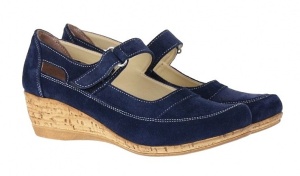 Pantofi dama piele intoarsa cu platforma - Model casual Bleumarin P9154VELBL - Img 2
