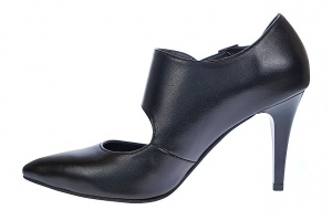 Pantofi dama stiletto decupati din piele naturala toc 8cm Negru Roxanne - Img 4