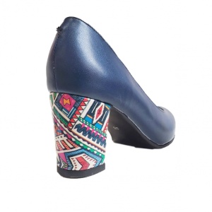 Pantofi eleganti dama, albastri, din piele naturala box, toc 6 cm - NA87A3 - Img 2