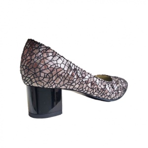 Pantofi eleganti dama, mozaic metalic , din piele naturala box, toc 5 cm - NA74MM - Img 3