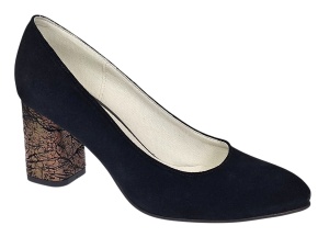 Pantofi eleganti dama negri din piele intoarsa toc aramiu 7cm - NA97N - Img 7