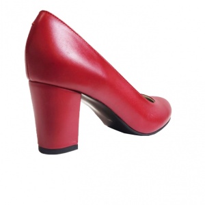 Pantofi eleganti dama, rosii, din piele naturala box, toc 6 cm - NA87R2 - Img 4