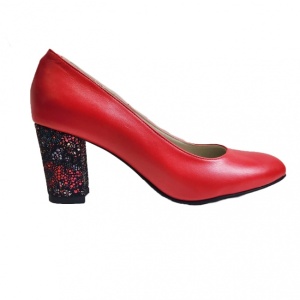 Pantofi eleganti dama, rosii, din piele naturala box, toc 6 cm - NA87ROSU - Img 3