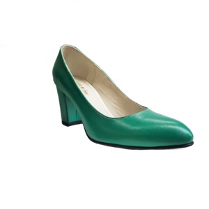 Pantofi eleganti dama, verzi, din piele naturala box, toc 6 cm - NA87V2 - Img 2