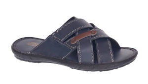 Papuci barbati din piele naturala de culoare bleumarin - GKR74BL - Img 2