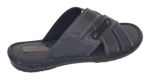 Papuci barbati din piele naturala de culoare Gri inchis - GKR74GRI - Img 3