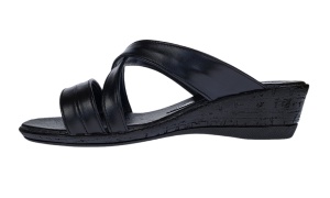 Papuci dama de vara cu platforme de 5 cm, din piele naturala, NEGRU, PAP21N - Img 7
