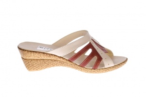 Papuci dama de vara cu platforme de 5cm, din piele naturala, bej, maro, PAP4BM - Img 4