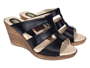 Papuci dama negri din piele naturala cu platforme de 7cm - RO214N - Img 6