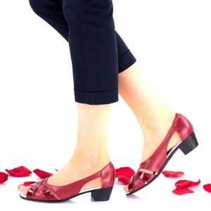 Sandale casual din piele naturala toc 3 cm - NA227RPL - Img 2