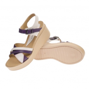 Sandale dama, casual, alb si mov ,din piele naturala, cu platforma de 7 cm - S103AMOV2 - Img 2